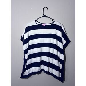 Lilly Pulitzer Medium True Navy Haley Poncho Striped Short Sleeve Top Woman’s